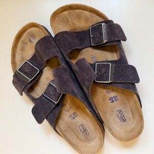 Birkenstock Navy Blue Suede Two-Strap ARIZONA  SOFT FLOOR Sandals